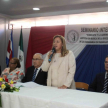 La secretaria general del Sifjupar, Porfiria Ocholasky, dio las palabras de bienvenida a los participantes del seminario internacional.