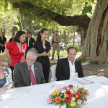 Momento de la firma del acta de inicio de actividades de remodelación de la plaza.