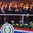 El presidente Cartes, junto al vicepresidente Afara y el presidente de la Corte Antonio Fretes durante el desfile militar.