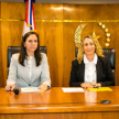 La comisionada nacional Claudia Sanabria y Romina Sijniensky, experta en el sistema interamericano y ex secretaria adjunta de la Corte IDH. 