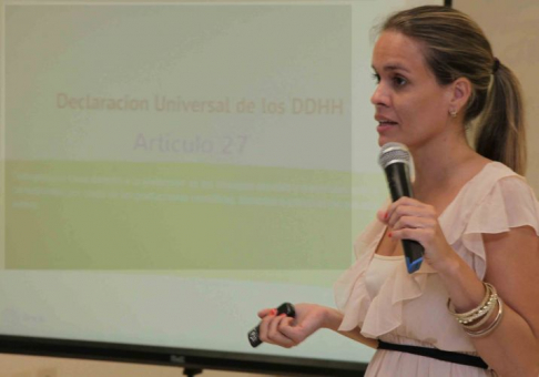 La directora de Derechos de la Propiedad Intelectual de la máxima instancia judicial, Gabriela Talavera, durante su ponencia en el marco del módulo Derechos de Autor y Derechos Conexos.