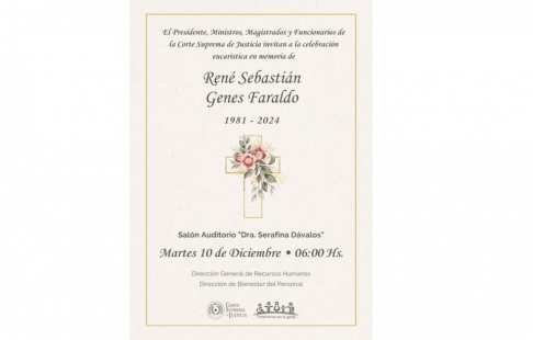 Invitación a Celebración Eucarística en Memoria de René Sebastián Genes Faraldo