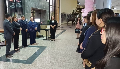 Visita guiada a estudiantes de derecho en el Palacio de Justicia de Pilar.