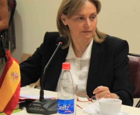 La doctora Esther Erice Martínez, presidenta de la Audiencia Provincial de Navarra (España), durante la entrevista ofrecida a periodistas de la Dirección de Comunicación de la Corte Suprema de Justicia.