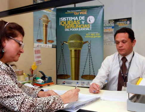 Oficina de Quejas y Denuncias del Palacio de Justicia de Asunción.