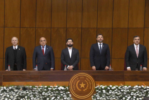 El Presidente de la Corte Suprema Benítez Riera en la Sesión Solemne en Honor al Mandatario de Chile.