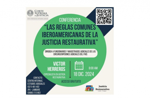 Invitan a curso taller sobre “Reglas comunes Iberoamericanas de la Justicia Restaurativa”