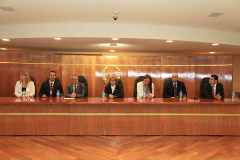 La ministra de la Corte doctora Gladys Bareiro de Módica, la ministra de Justicia y Trabajo, Sheila Abed; y otras autoridades.