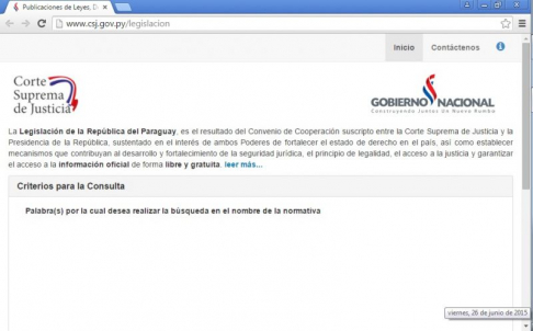 Plataforma digital de la Base de Datos de la Legislación de la República del Paraguay.
