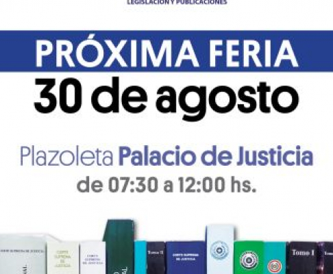 La actividad se llevará a cabo en la plazoleta del Palacio de Justicia de Asunción, de 07:30 a 12:00. 