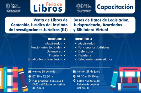 Feria de libros y capacitación de bases de datos, presentación de obras digitales y biblioteca virtual.