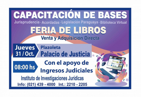 Harán feria de libros y capacitación sobre bases de datos jurídicos.