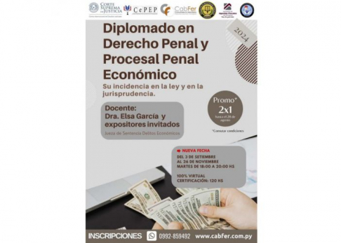 Iniciará Diplomado en Derecho Penal y Procesal Penal Económico